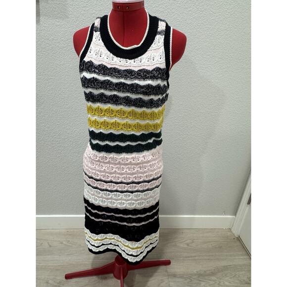 Anthropologie Colorful Crochet Knit Sleeveless Striped Dress - Picture 4 of 8